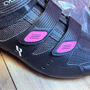 B'Twin 500 Road Cycling Shoe Black/Pink‎ 9
